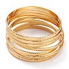 7Pcs Women's Simple Fashion Textured PVD Vacuum Plating 304 Stainless Steel Stackable Bangles BJEW-O182-07G-1