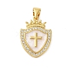 Rack Plating Brass Micro Pave Cubic Zirconia Pendants KK-P279-26A-G-1