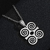 201 Stainless Steel African Dwennimmen Adinkra Symbol Pendant 304 Stainless Steel Cable Chain Necklaces for Women FS-WGEEA52-02-1