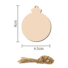 10Pcs Flat Round Unfinished Wood Cutouts Ornaments WOCR-PW0002-26N