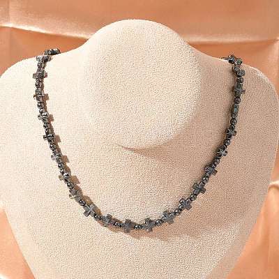 Non-Magnetic Hematite Beads Necklaces for Women Men NJEW-R020-01-1