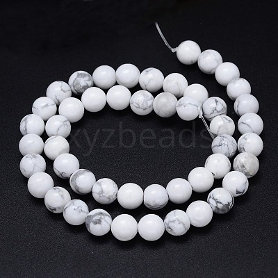 Round Natural Howlite Bead Strands G-F222-14-6mm-1