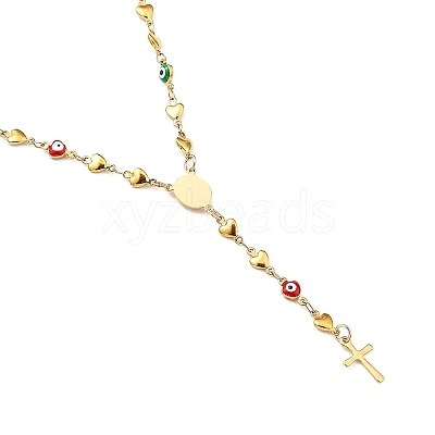 Unisex 304 Stainless Steel Rosary Bead Necklaces NJEW-L457-001A-G-1