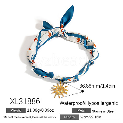 304 Stainless Steel Pendant Printed Scarf Necklaces FS-WGD2FA8-25-1