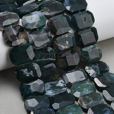 Natural Moss Agate Beads Strands G-C285-A13-01-1