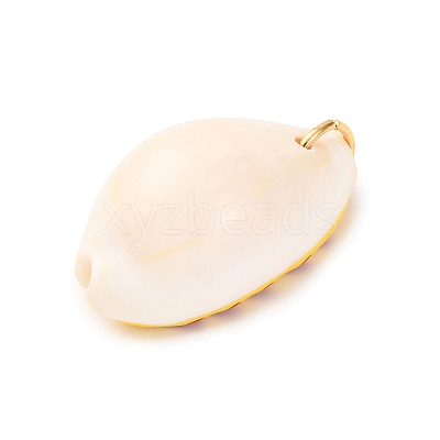 Printed Natural Cowrie Shell Pendants STAS-Z168-03G-01-1