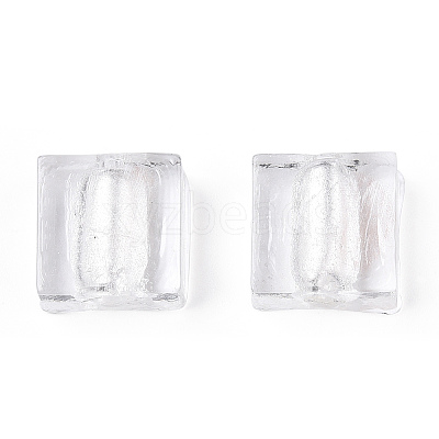 Handmade Silver Foil Lampwork Beads FOIL-S006-12x12mm-11-1
