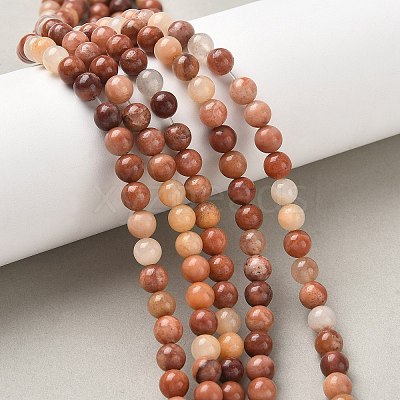 Natural Pink Aventurine Beads Strands X-G-P257-05-6mm-1