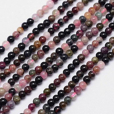 Natural Multicolor Tourmaline Round Bead Strands G-I162-01-3mm-1