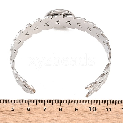 304 Stainless Steel Leaf Cuff Bangle Making STAS-F366-12C-P-1