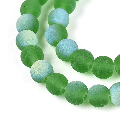 Frosted Transparent Glass Beads Strands GLAA-T032-T6mm-MBB07-1