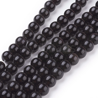 Natural Obsidian Beads Strands X-G-G099-6mm-24-1