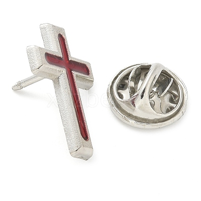 Cross Alloy Black Enamel Pins Brooches LS-JEWB-M049-01P-1