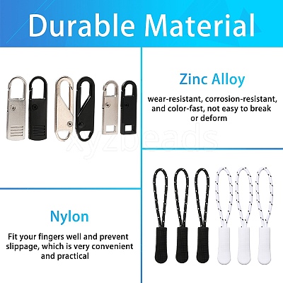 6Pcs Plastic Zipper Puller and 12Pcs Alloy Replacement pull-tab Accessories FIND-SZ0001-17-1