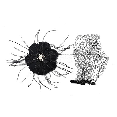 Bridal Wedding Mesh Feather Fascinator Hats Hair Chips OHAR-XCP0001-13-1