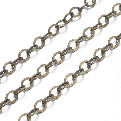 Brass Flat Oval Cable Chains X-CHC029Y-AB-1