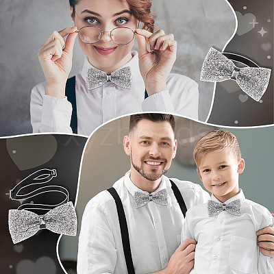 Adjustable Resin Rhinestone Polyester Bow Ties for Men AJEW-WH0472-01C-1