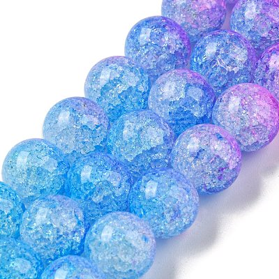 Spray Painted Crackle Glass Beads Strands DGLA-C002-10mm-05-1