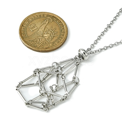 Tarnish Resistant 304 Stainless Steel Macrame Pouch Braided Gemstone Holder NJEW-JN04468-07-1