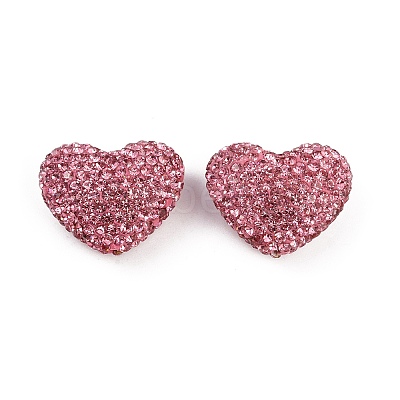 Heart Shaped Polymer Clay Rhinestone Beads CLAY-NH0002-02C-1