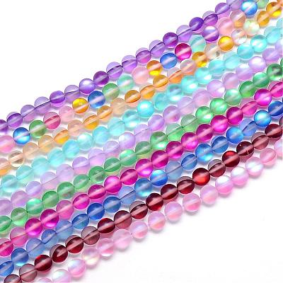 Synthetic Moonstone Beads Strands G-R375-8mm-A-1