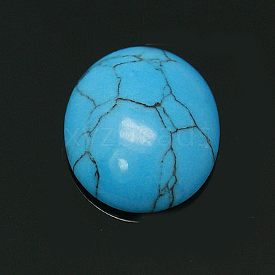 Oval Synthetic Turquoise Cabochons G-I171-10x14mm-04-1