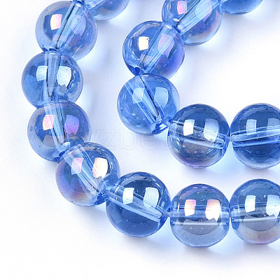 Electroplate Transparent Glass Beads Strands GLAA-T032-T8mm-AB04-1
