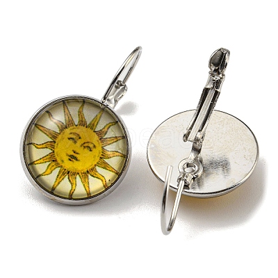Sun Glass Leverback Earrings with Brass Earring Pins EJEW-Q798-01J-1