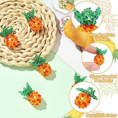 Handmade Nylon Wired Glass Beaded Pendants PALLOY-CJ00107-1
