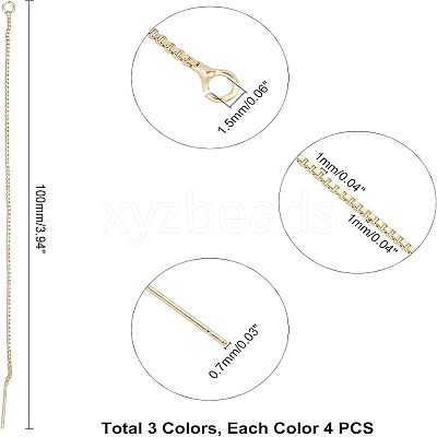 6 Pairs 3 Colors Brass Stud Earring Findings KK-UN0001-07-1