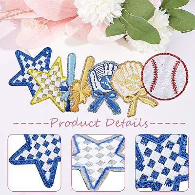 16Pcs 7 Styles Sports Theme Polyester Iron on/Sew on Patches DIY-GF0013-80-1