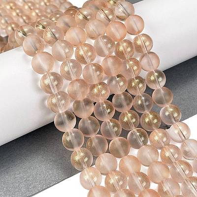 Frosted Transparent Glass Bead Strands GLAA-P065-10mm-05-1