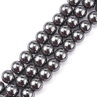 Magnetic Synthetic Hematite Beads Strands G-Q893-12mm-1
