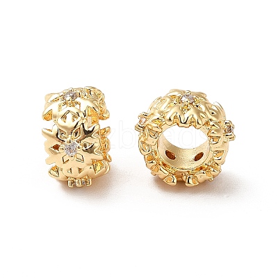 Brass Micro Pave Cubic Zirconia European Beads X-KK-M233-44G-1