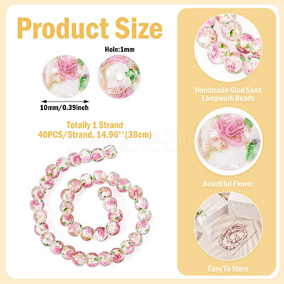 1 Strand Handmade Glod Sand Lampwork Beads Strands LAMP-TA0002-09I-1