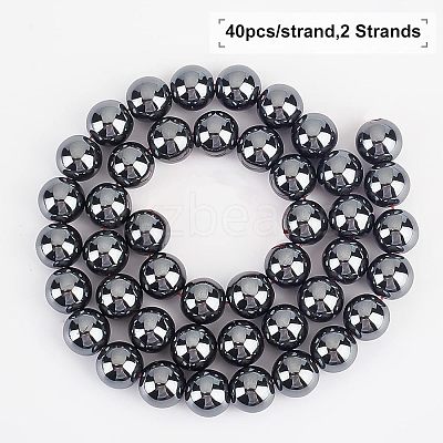 Non-magnetic Synthetic Hematite Beads Strands G-OC0001-65-10mm-1