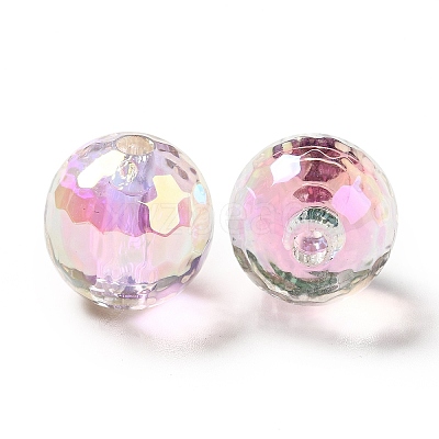 Two Tone UV Plating Rainbow Iridescent Acrylic Beads TACR-D010-03B-06-1