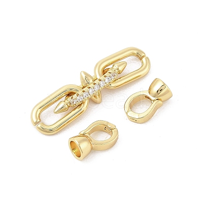 Brass Micro Pave Cubic Zirconia Fold Over Clasps KK-U059-07G-1