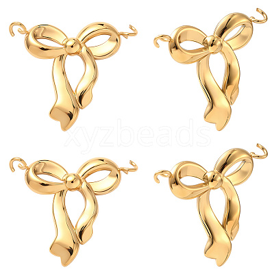 12Pcs 304 Stainless Steel Bowknot Connector Charms STAS-BBC0006-98-1