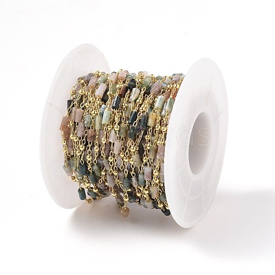 Natural Moss Agate Handmade Beaded Chains CHC-K008-C01-1