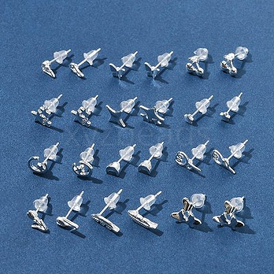 2 Pairs Alloy Stud Earrings for Women EJEW-FS0001-27H-1
