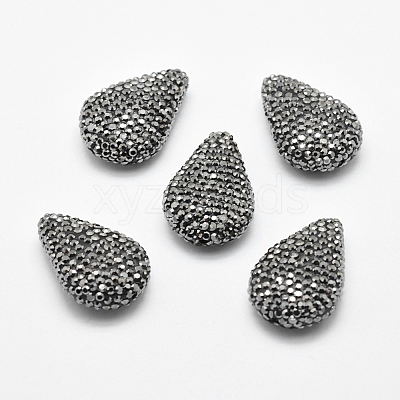 Handmade Polymer Clay Rhinestone Beads RB-L030-34A-1