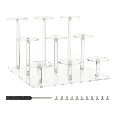 3-Tier Round Transparent Acrylic Toys Action Figures Display Riser Stands ODIS-WH0030-24B-1