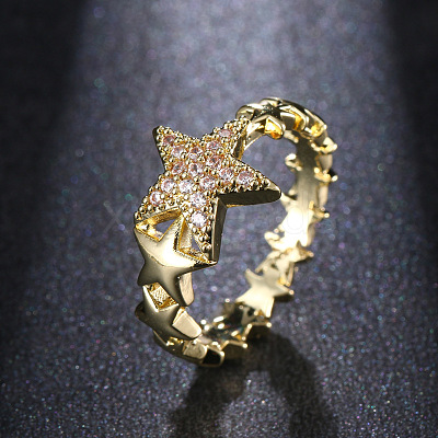 Star Brass Micro Pave Clear Cubic Zirconia Finger Rings for Women FS-WGB2D32-12-1