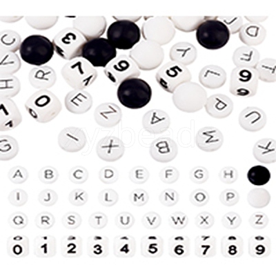 56Pcs Letter & Number Theme Silicone Beads Sets SIL-PH0001-32-1