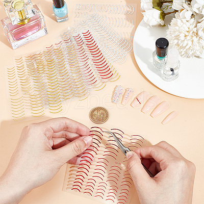 12Pcs 6 Colors Imitation Metal Line Nail Art Stickers MRMJ-OC0003-93-1