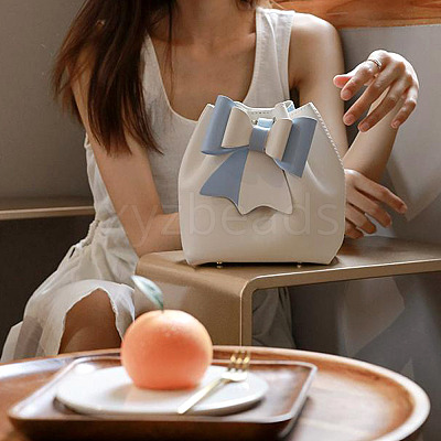 DIY Imitation Leather Knitting Crochet Bowknot Bucket Bags GN-TAC0001-06A-1