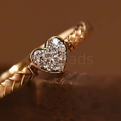 Heart 925 Sterling Silver Micro Pave Clear Cubic Zirconia Finger Rings FS-WGC3F33-02-1