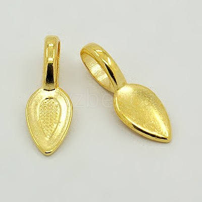 Tibetan Style Alloy Glue-on Flat Pad Bails LS-TIBEP-AB3348Y-G-NF-1