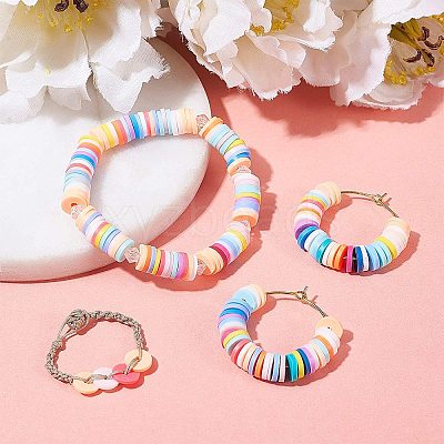 Flat Round Handmade Polymer Clay Bead Spacers X-CLAY-R067-4.0mm-13-1
